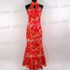 Elegant Cheongsam Evening Party Gown Red M/Sz.8 622J  