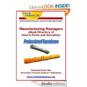 Manufacturing Managers eBook Directory of Search Firms and Recruiters 