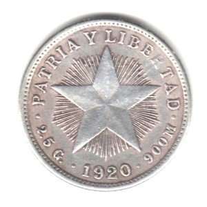  1920 Cuba 10 Centavos Coin KM#A12   90% Silver Everything 