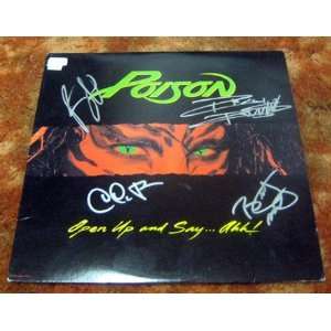  POISON bret michaels GROUP signed AHH Record 