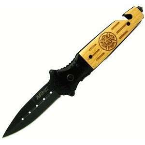   Fire Fighter Rescue Spring Assist Knife Wood Handle