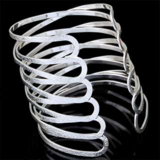 Cool Wide Silver Plated Claw Cuff Bracelet Slender Look  