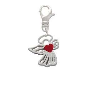  Lined Angel with Red Heart Clip On Charm Arts, Crafts 
