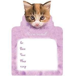  Pink Kitten Party Invitations   Set of 8 Cards & Envelopes 