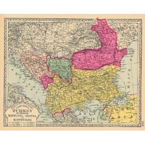  Tunison 1887 Antique Map of Turkey in Europe Office 