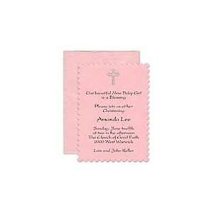  Pink Scallops Announcement Baby Invitations Baby