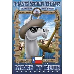  Vintage Art Lone Star Blue   Texas   Giclee Fine Art 