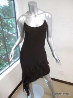 NWT Anna Molinari Brown Ruffle Sleeveless Dress 40 $715  