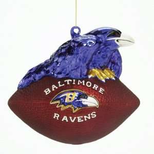  NFL Baltimore Ravens Mouth Blown Glass Mascot Football 