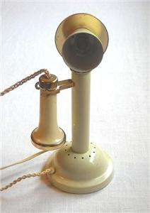 Vintage Metal Candlestick Telephone Phone Table Lamp Light  