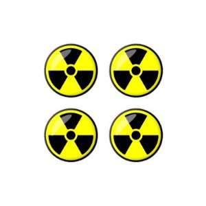 Radioactive Nuclear Warning Symbol   Wheel Center Cap 3D Domed Set of 