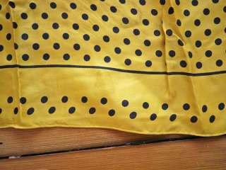Vtg 60s Echo Black Yellow Polka Dot Japanese Silk Scarf  