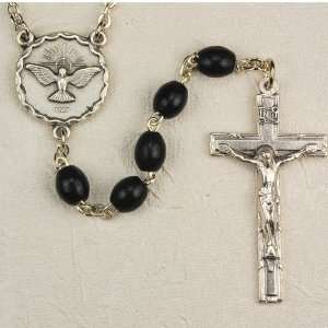  Oval Black Wood Holy Spirit Rosary, Boxed, Great for Men 
