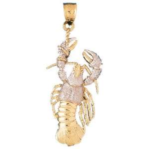  CleverEves 14K Gold Pendant Two Tone Lobster 10.8   Gram 