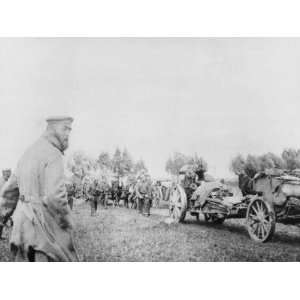  German Troops and Field Guns Advance on the Eastern Front 