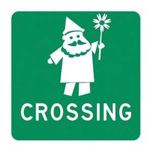  Real Gnome Crossing Sign 6 x 6 Inches Patio, Lawn 