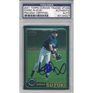  Ichiro Suzuki Autographed 2001 Topps Chrome Traded Rookie 