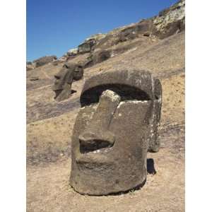  Close Up of Moai Heads, Rano Raraku on Easter Island 
