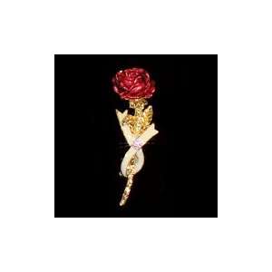  Remembrance Pin Red Rose 14K Gold Leaf Jewelry