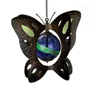  Metal Glowing Butterfly Spinner Sculpture In An Antique 