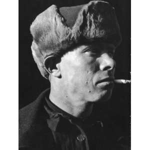 Closeup Portrait of Russian Peasant W. Cigar in His Mouth in Siberia 