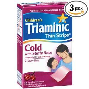 Triaminic Cold with Stuffy Nose Thin Strip, 14 Count Strips (Pack of 3 