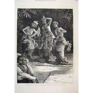   1882 Burmese Ballet Girls Viceroy India Rangoon Print