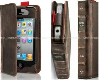   Leather bumper bookBook case cover wallet for Apple iPhone 4 4S  
