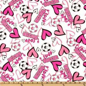  44 Wide Timeless Treasures Soccer Rules Pink/White 