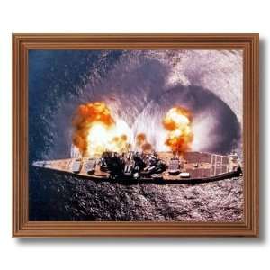  USS Missouri Battleship Firing Guns Military Wall Picture 