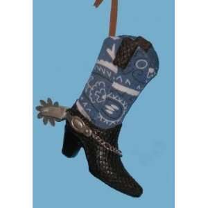 Wild West Blue Cowboy Boot with Spur Christmas Ornament 