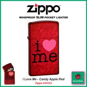 LOVE ME_CANDY APPLE RED_USA SLIM ZIPPO LIGHTER #24352  