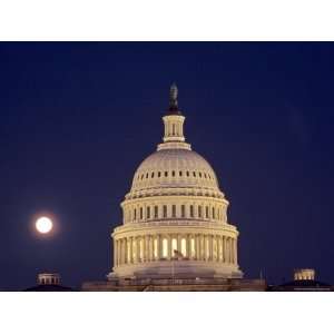  U.S. Capitol Building Lit Up against the Night Sky with 