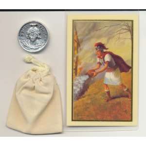 Saint Florian Pocket Coin Token with Laminated Holy Card and Velour 