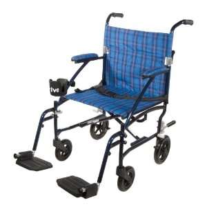   Fly Lite Ultra Lightweight Transport Wheelchair, Blue Frame, 19