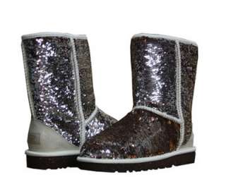 UGG Australia Classic Short Sparkles Champagne Sequined Womens Boots 
