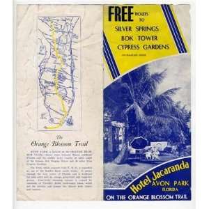  Hotel Jacaranda Brochure Avon Park Florida 1940s Orange 