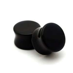  Black Agate Stone Plugs   0g   8mm   Sold As a Pair 