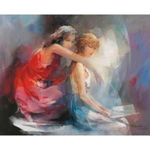  Two Girl friends II by Willem Haenraets 19.75X15.50. Art 