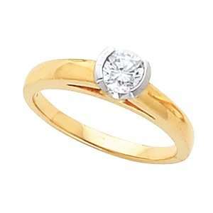 com 18K Two Tone Gold and Platinum Diamond Solitaire Engagement Ring 