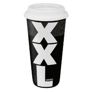  Konitz 12 Ounce XXL Black Travel Mugs with Silicon Lid 