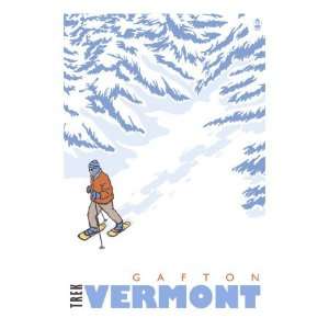  Stylized Snowshoer, Grafton, Vermont Premium Poster Print 