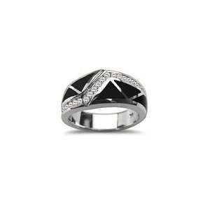   CT MENS FANCY INLAID BLACK ONYX MENS RING IN WHITE GOLD 6.0 Jewelry
