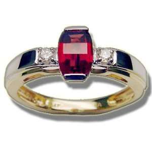  .11 ct 7X5 Barrell Cut Garnet Twotone Ring Jewelry