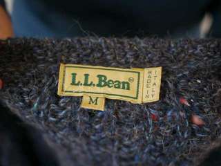 LL BEAN Cable Knit Cardigan WOOL ALPACA Sweater Italy M  