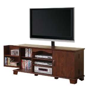  TV Stand Console with Media Storage in Brown Finish