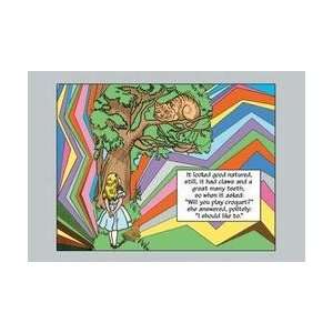 Alice in Wonderland Alice and the Cheshire Cat 12x18 Giclee on canvas