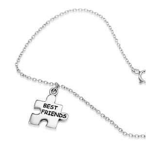Sterling Silver Best Friend Puzzle Piece Charm Bracelet 7 9, Gift 