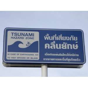 Tsunami Warning Sign, Patong Beach, Phuket, Thailand, Southeast Asia 