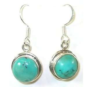  Round Turquoise & Silver Earrings